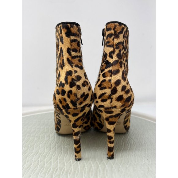 Aldo Weima Leopard Pointed Toe Bootie Womens 6.5 Brown Tan Calf Hair Stilhetto - Picture 3 of 8